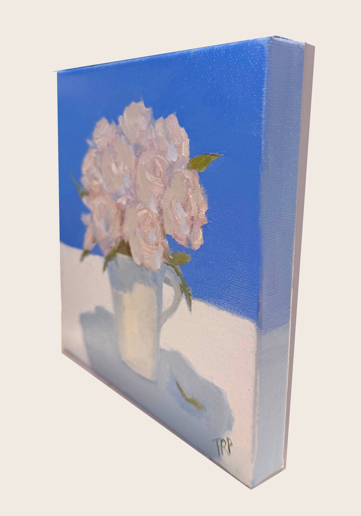 White Roses with a Blue Background