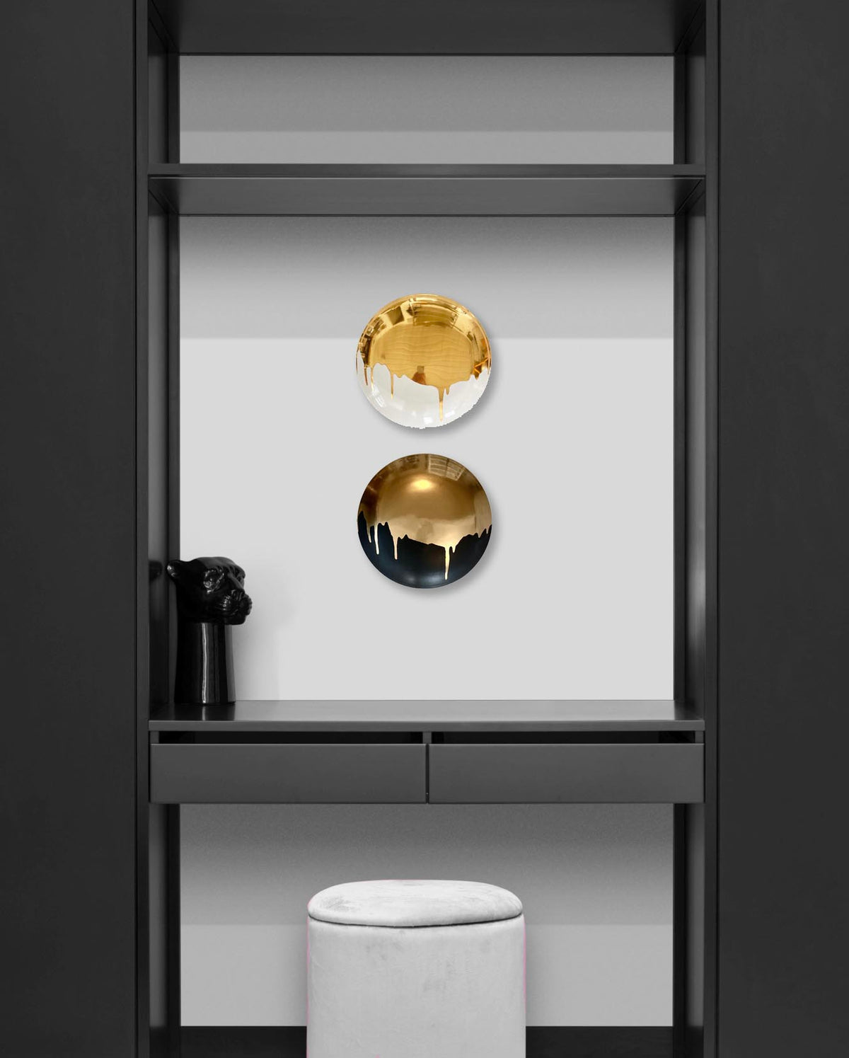 White Wall Tile with Gold Drip