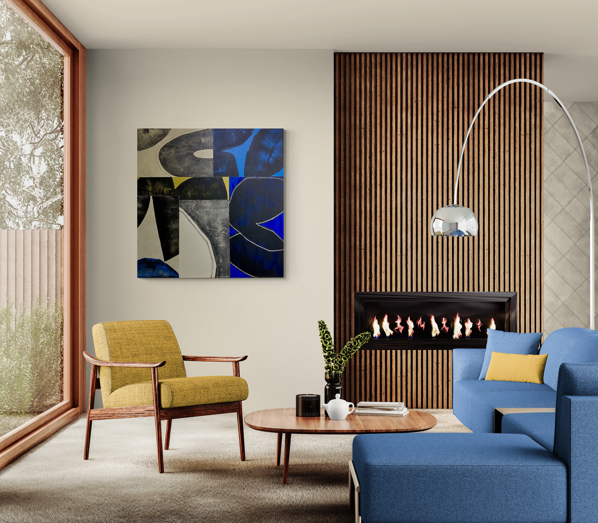Moss and Indigo on Creme I