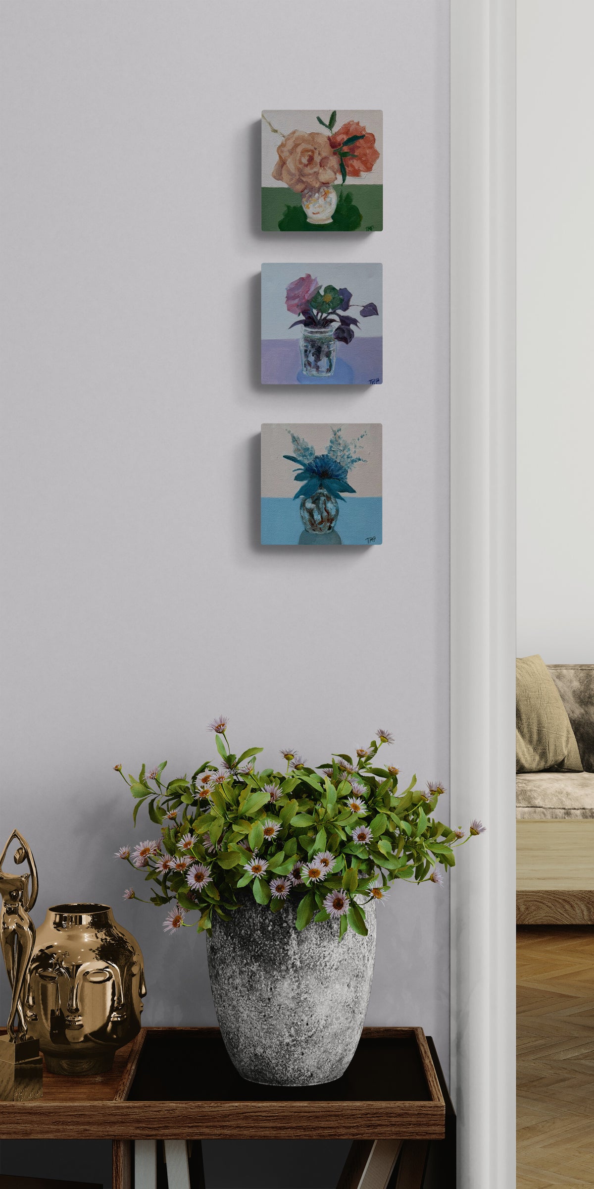 Petite Floral Triptych 1 (Set of 3, 6"x6" EACH)