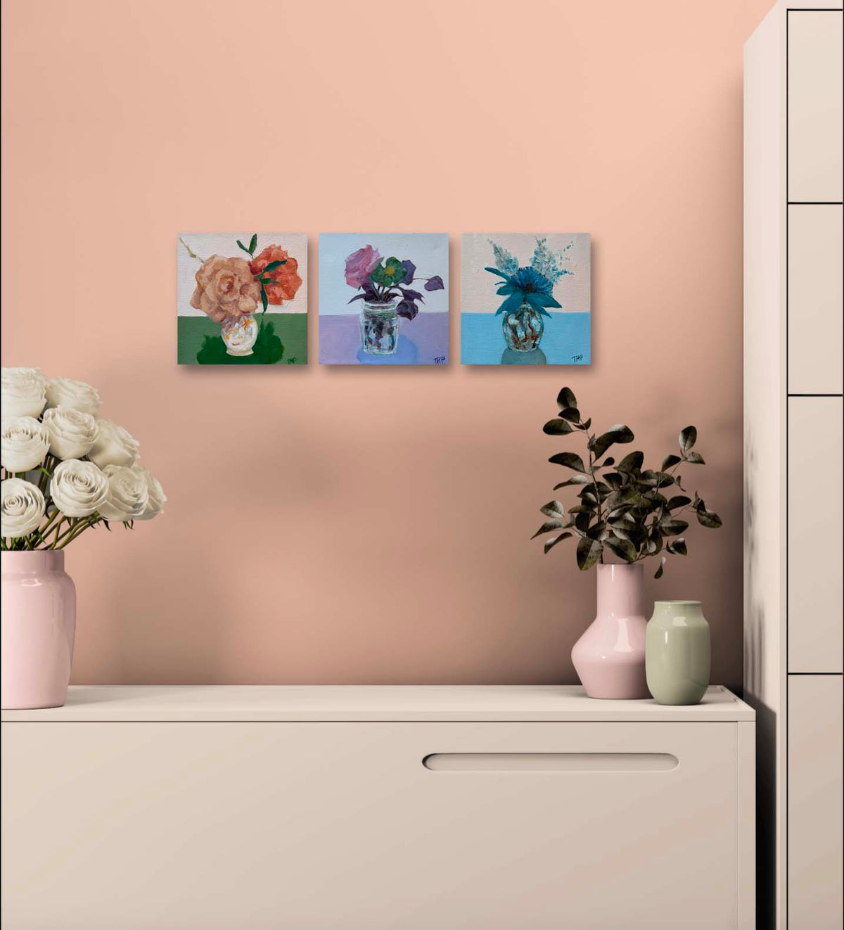 Petite Floral Triptych 1 (Set of 3, 6"x6" EACH)