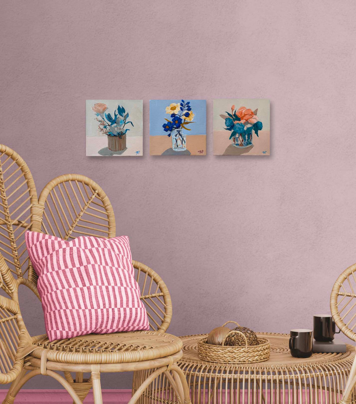 Petite Floral Triptych 3 (Set of 3, 6"x6" EACH)