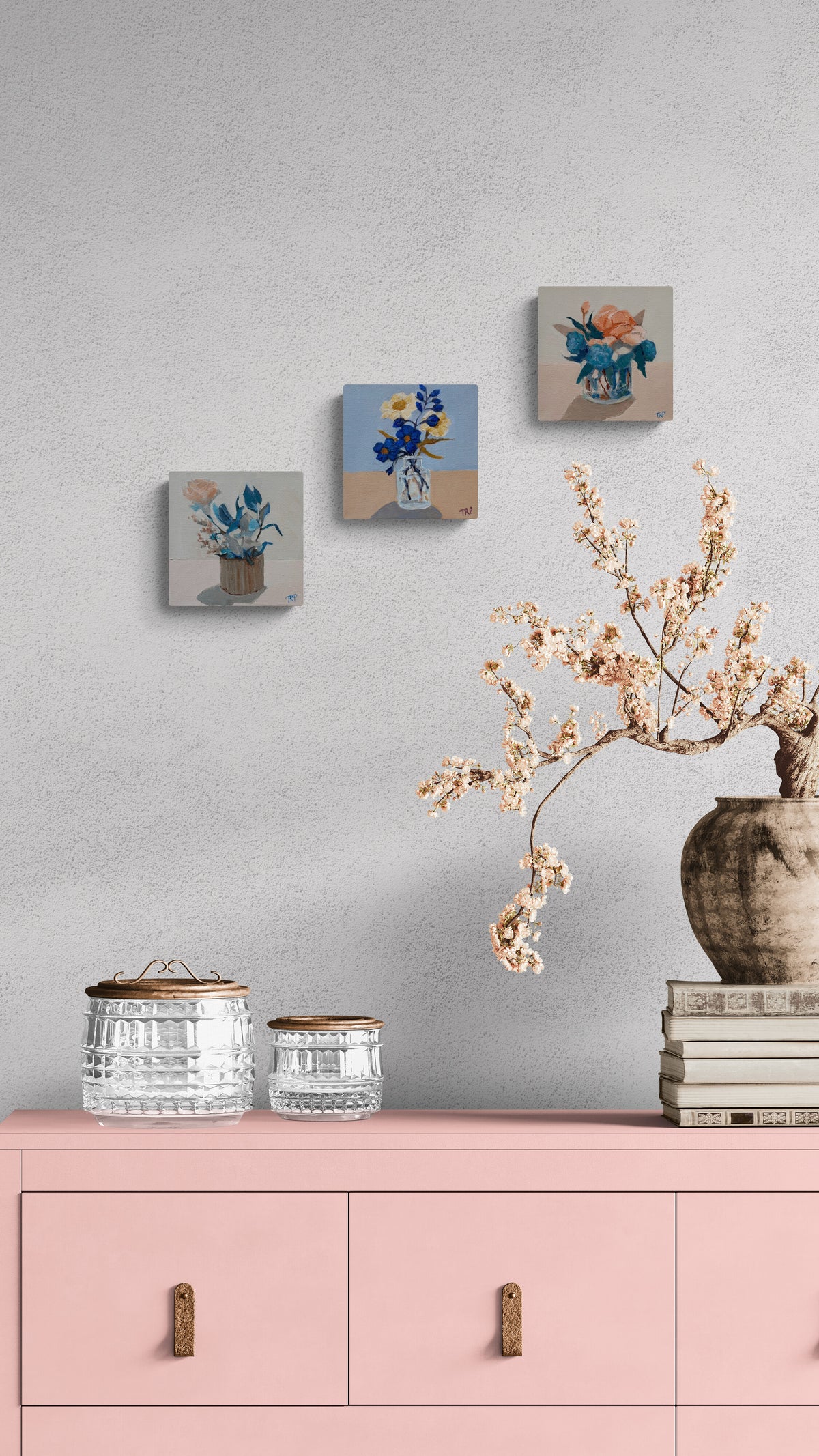 Petite Floral Triptych 3 (Set of 3, 6"x6" EACH)