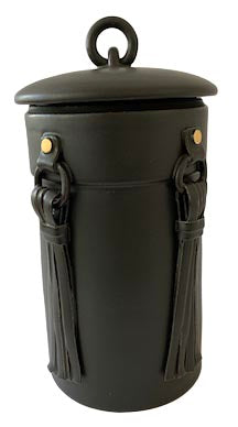 Black/Gold Lidded Fringe Jar