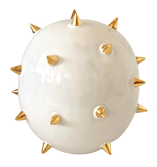 White/Gold All Over Spike Sphere, Large