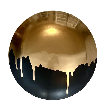 Black Wall Tile with Gold Drip