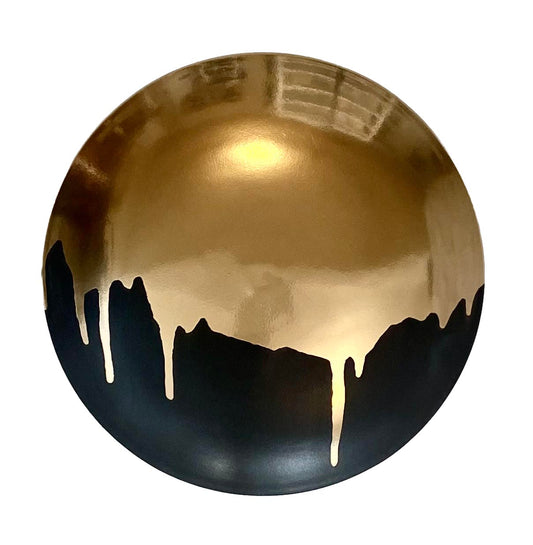 Black Wall Tile with Gold Drip