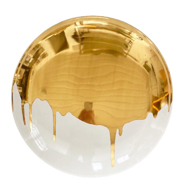 White Wall Tile with Gold Drip