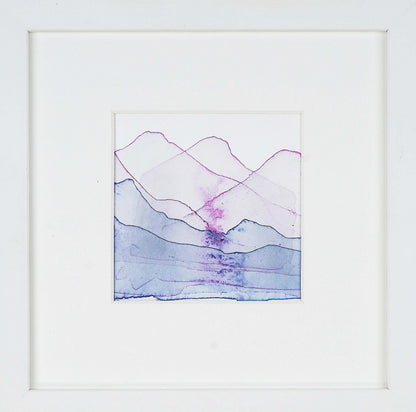 Set of 4, 9"x9" EACH: Moraine Lake Banff National Park, Magenta Wave Study, Alabama Hills California, Palisades Study