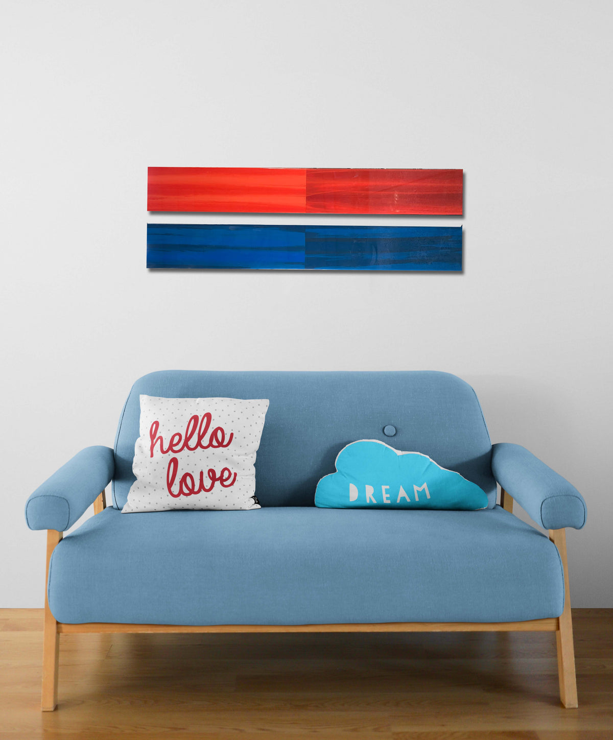 Set of 2 48"x6" 2-color pillars (Dk blue and red)