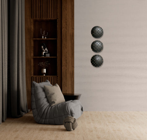 Set of 3 Black Spiked 12" Wall Tiles (12"x12" each)