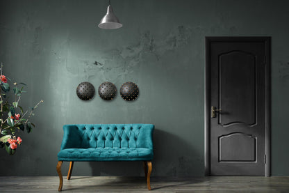Set of 3 Black Spiked 12" Wall Tiles (12"x12" each)